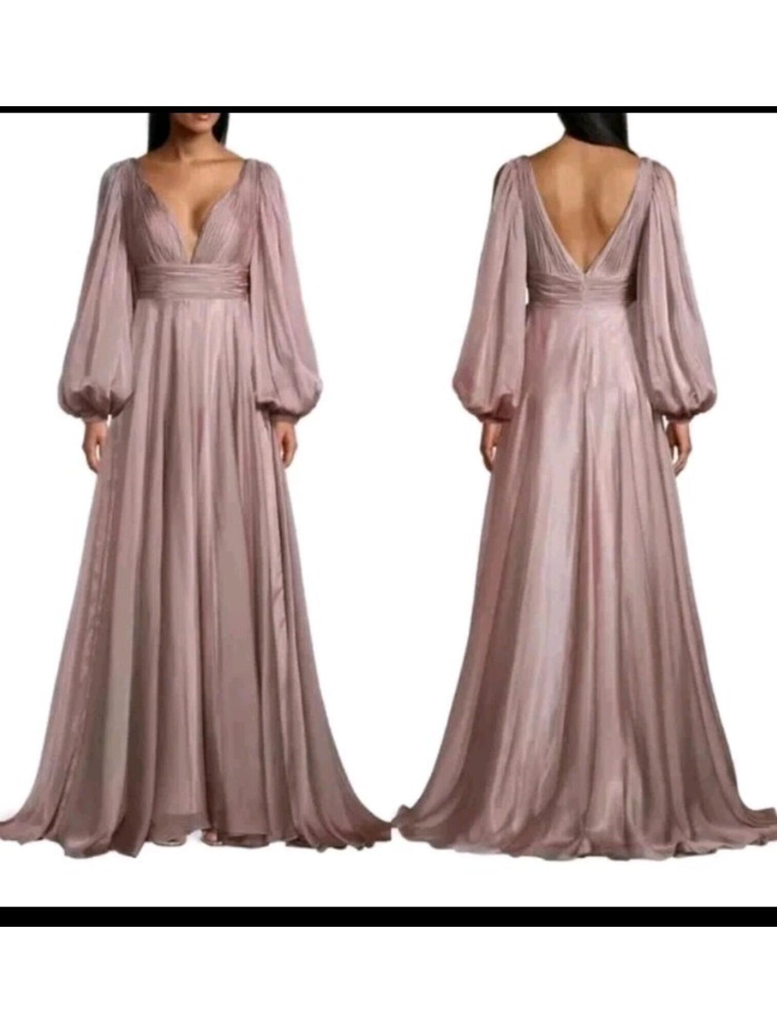 Nwt Mac Duggal 67414 Pink Mocha Chiffon Floral Beaded Cuff Size 8 $598